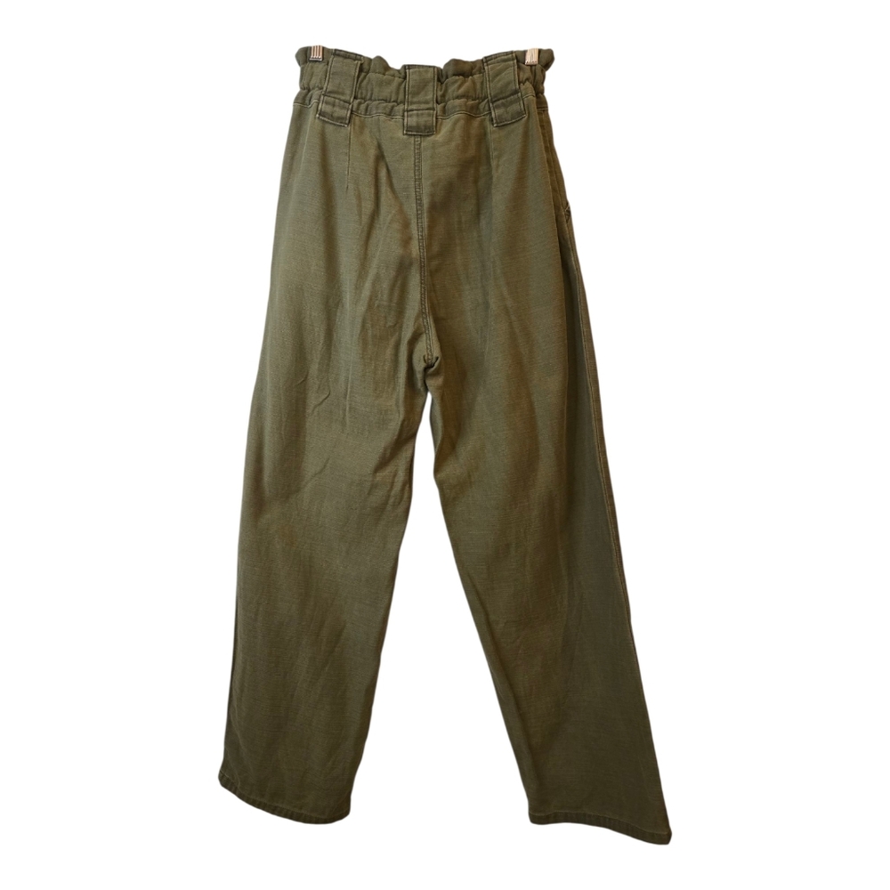 FREE PEOPLE One Way High Waist Cargo Army Olive Pleated Pants Size 2 - Picture 4 of 16